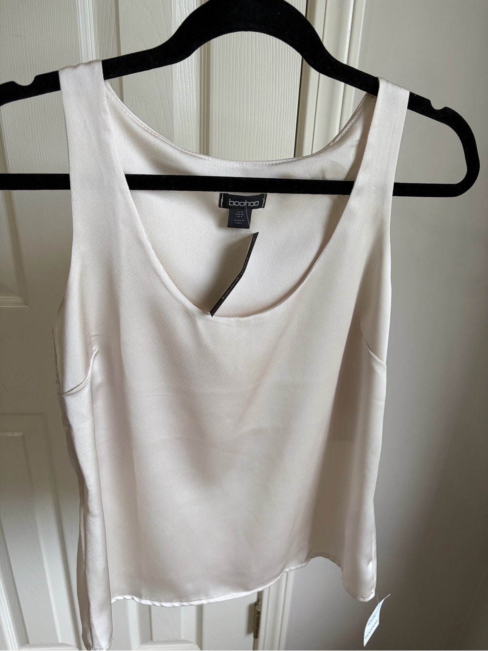 Boohoo Cream Satin Scoop Neck Camisole